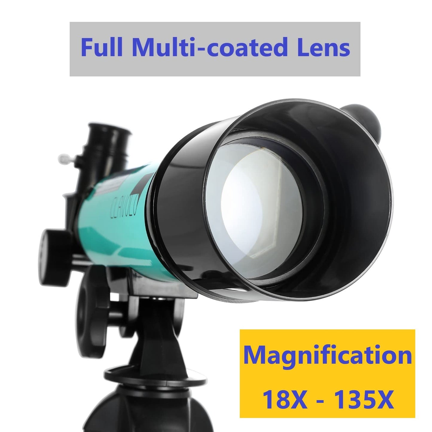 Refractor Telescope with Tripod & Finder Scope, Portable Telescope for Astronomy Beginners, Travel Telescope with 3 Eyepieces Magnification 18X – 135X