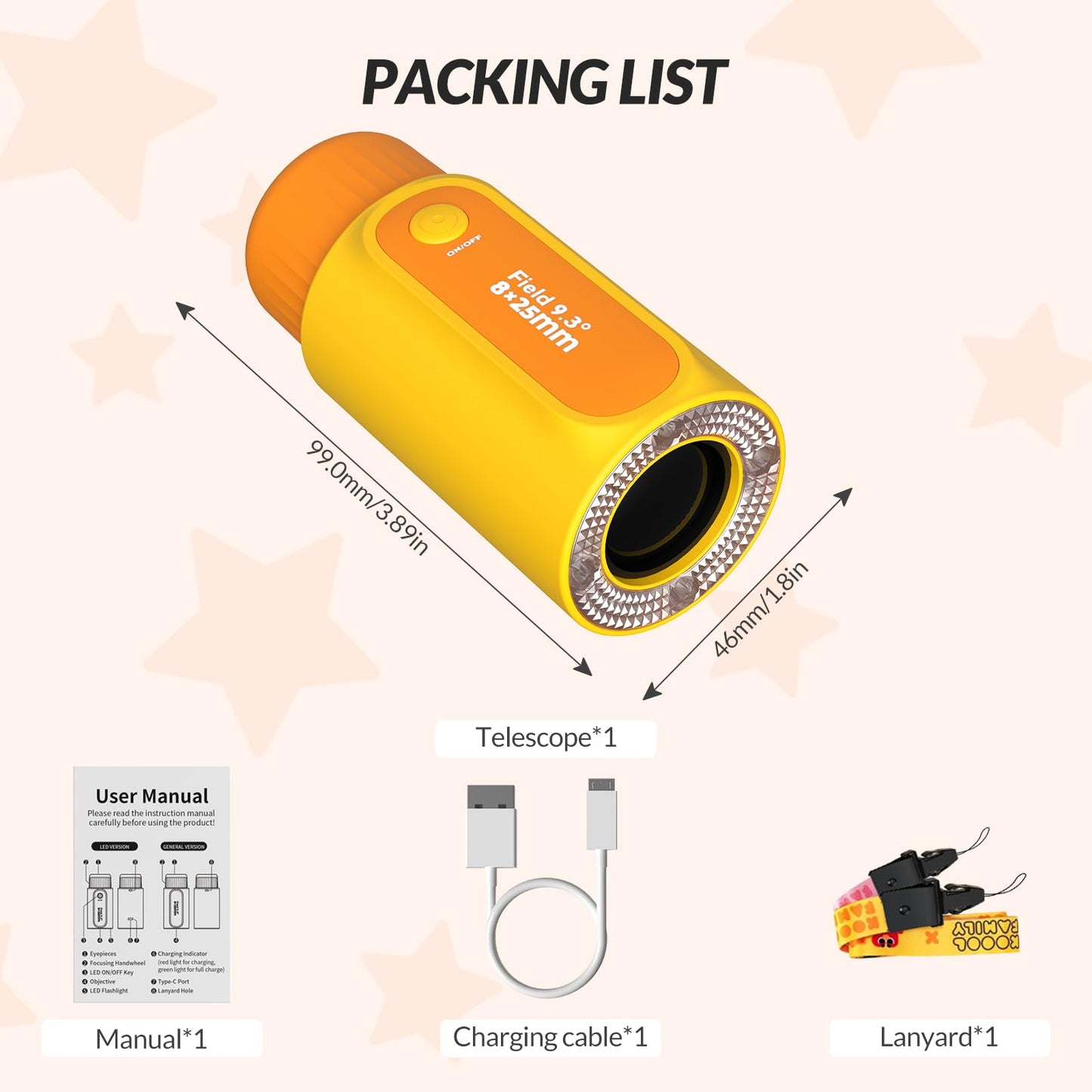 Bestrip 2 in 1 Real Mini Kids Monocular Telescope with LED Flashlights Rechargeable, 8X Zoom, BAK-4 Prism, Outdoor Toys Gifts for Kids Adults Pink