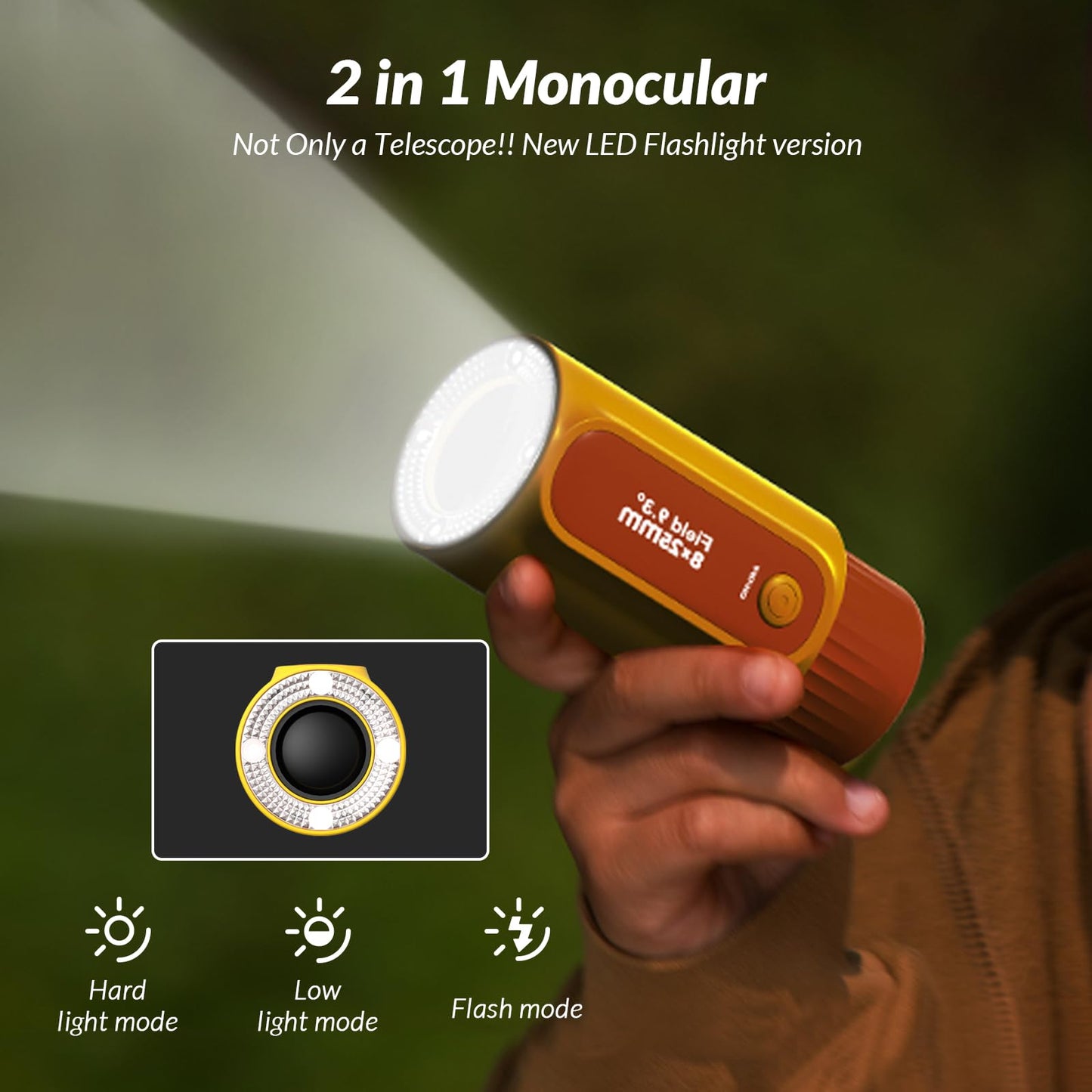 Bestrip 2 in 1 Real Mini Kids Monocular Telescope with LED Flashlights Rechargeable, 8X Zoom, BAK-4 Prism, Outdoor Toys Gifts for Kids Adults Pink