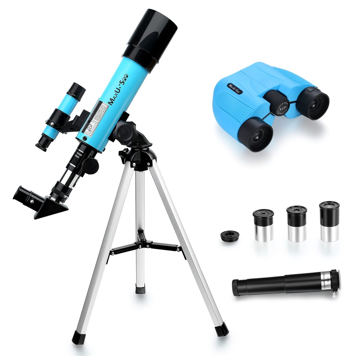 70mm Telescope for Kids & Astronomy Beginners, Refractor Telescope with Tripod & Finder Scope, Portable Telescope with 4 Magnification eyepieces & Phone Adapter Blue