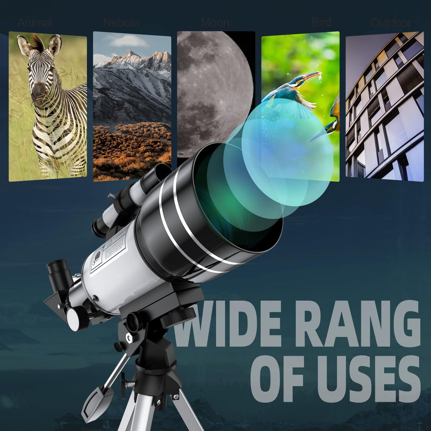 Telescope for Adults Beginners, 70mm Aperture 400mm Aperture Refractor Telescopes for Astronomy Beginners, Portable Travel Telescope Astronomy Gifts