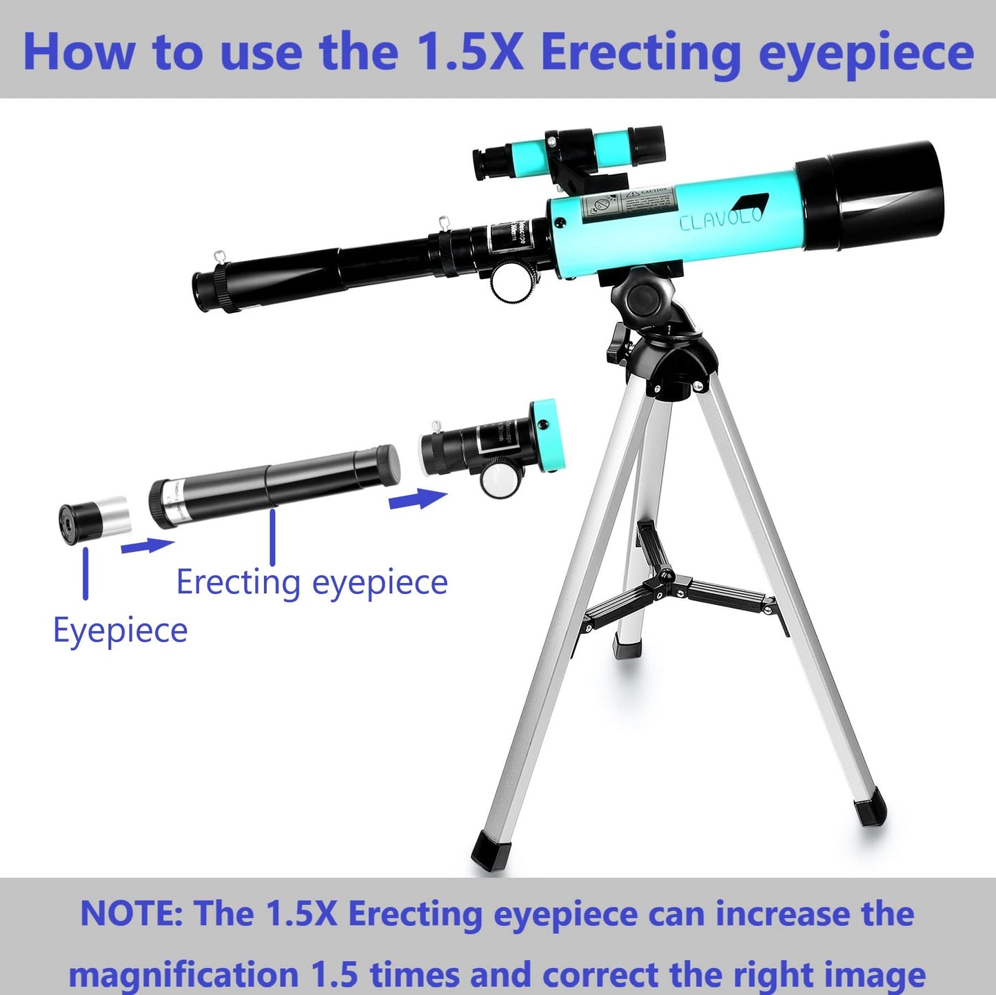 Refractor Telescope with Tripod & Finder Scope, Portable Telescope for Astronomy Beginners, Travel Telescope with 3 Eyepieces Magnification 18X – 135X
