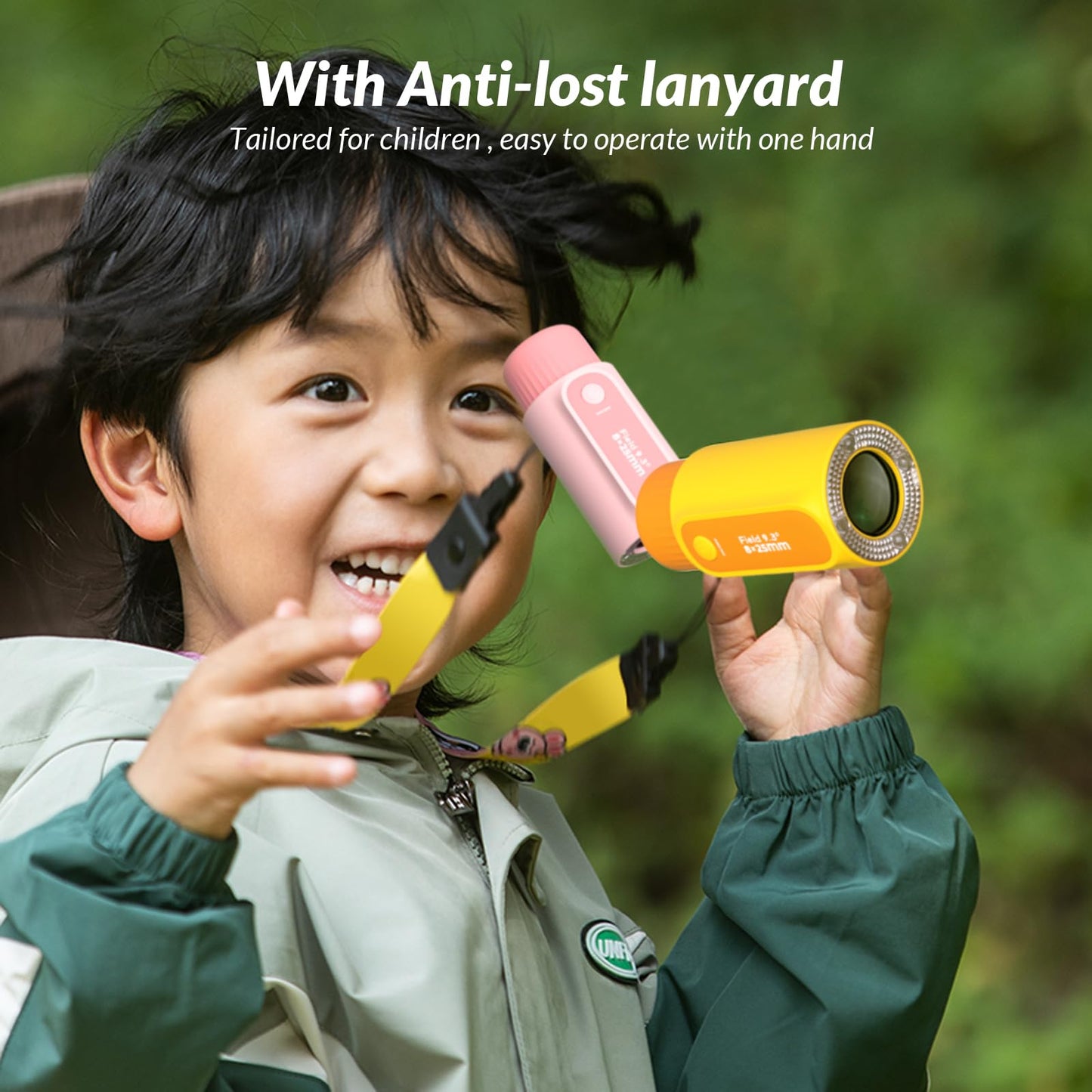 Bestrip 2 in 1 Real Mini Kids Monocular Telescope with LED Flashlights Rechargeable, 8X Zoom, BAK-4 Prism, Outdoor Toys Gifts for Kids Adults Pink
