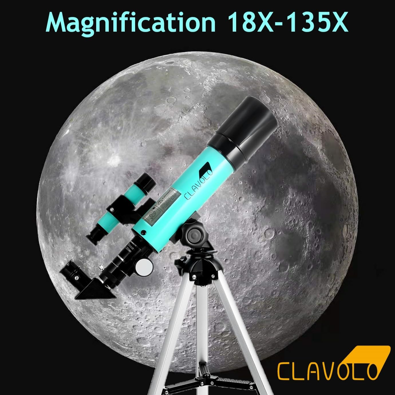 Refractor Telescope with Tripod & Finder Scope, Portable Telescope for Astronomy Beginners, Travel Telescope with 3 Eyepieces Magnification 18X – 135X
