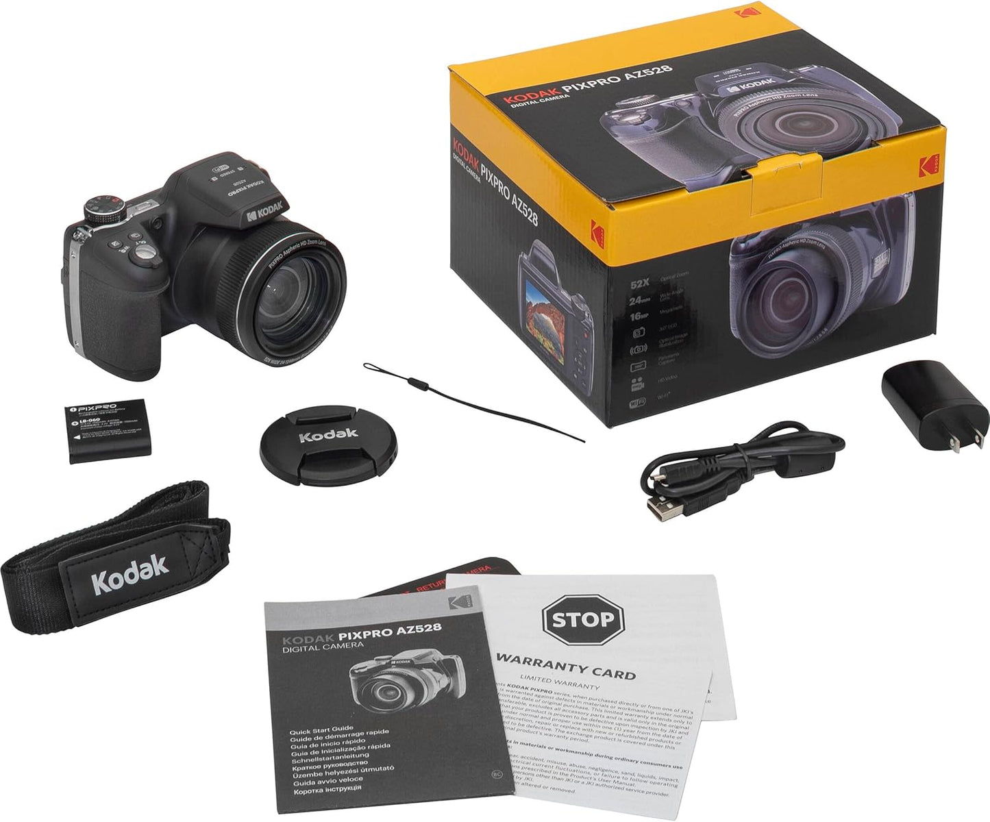 Kodak PIXPRO AZ528 Digital Camera (Black) Bundle with 32GB Memory Card + Camera Case + Memory Card Wallet + Screen Protectors + Accessories