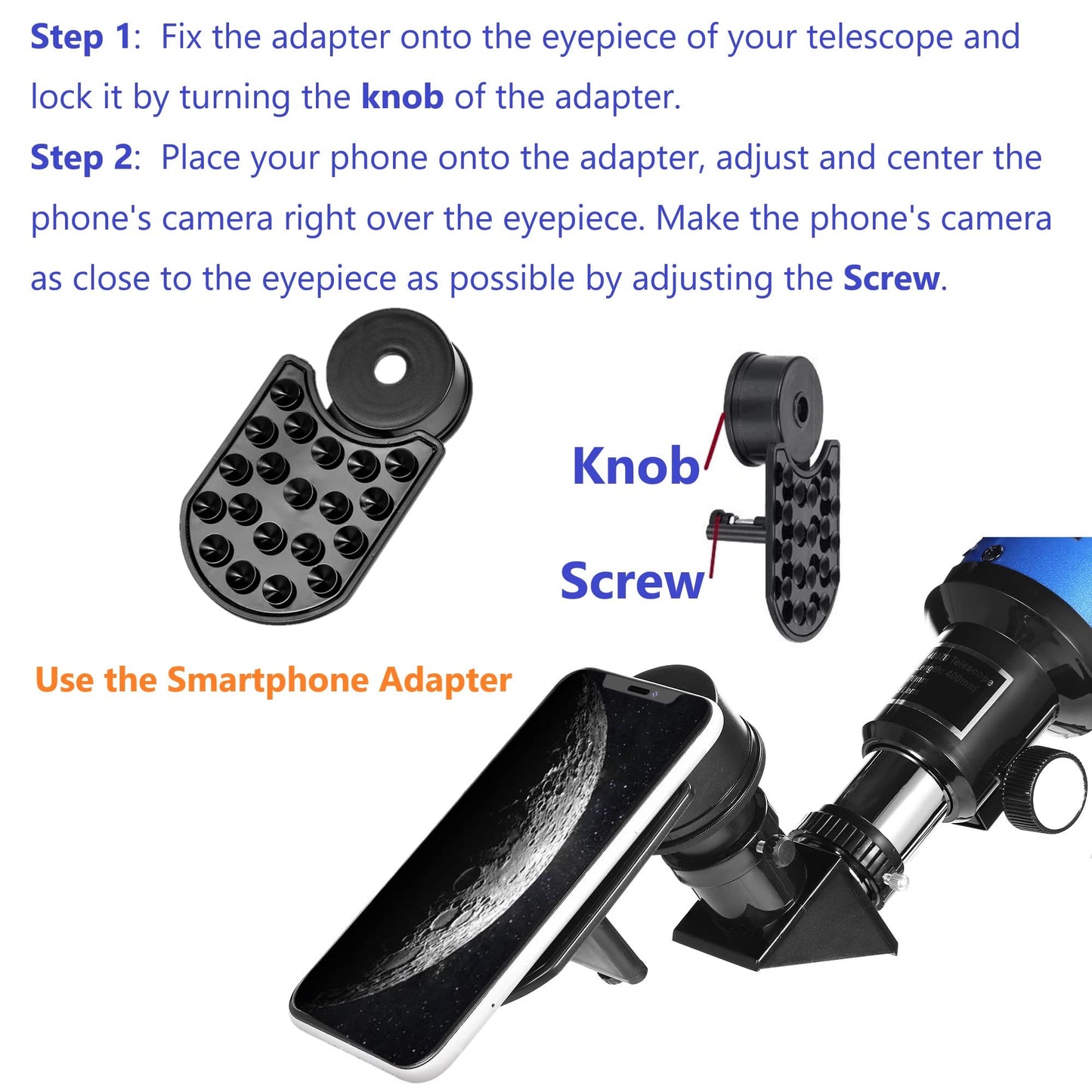 70mm Telescope for Kids & Astronomy Beginners, Refractor Telescope with Tripod & Finder Scope, Portable Telescope with 4 Magnification eyepieces & Phone Adapter Blue