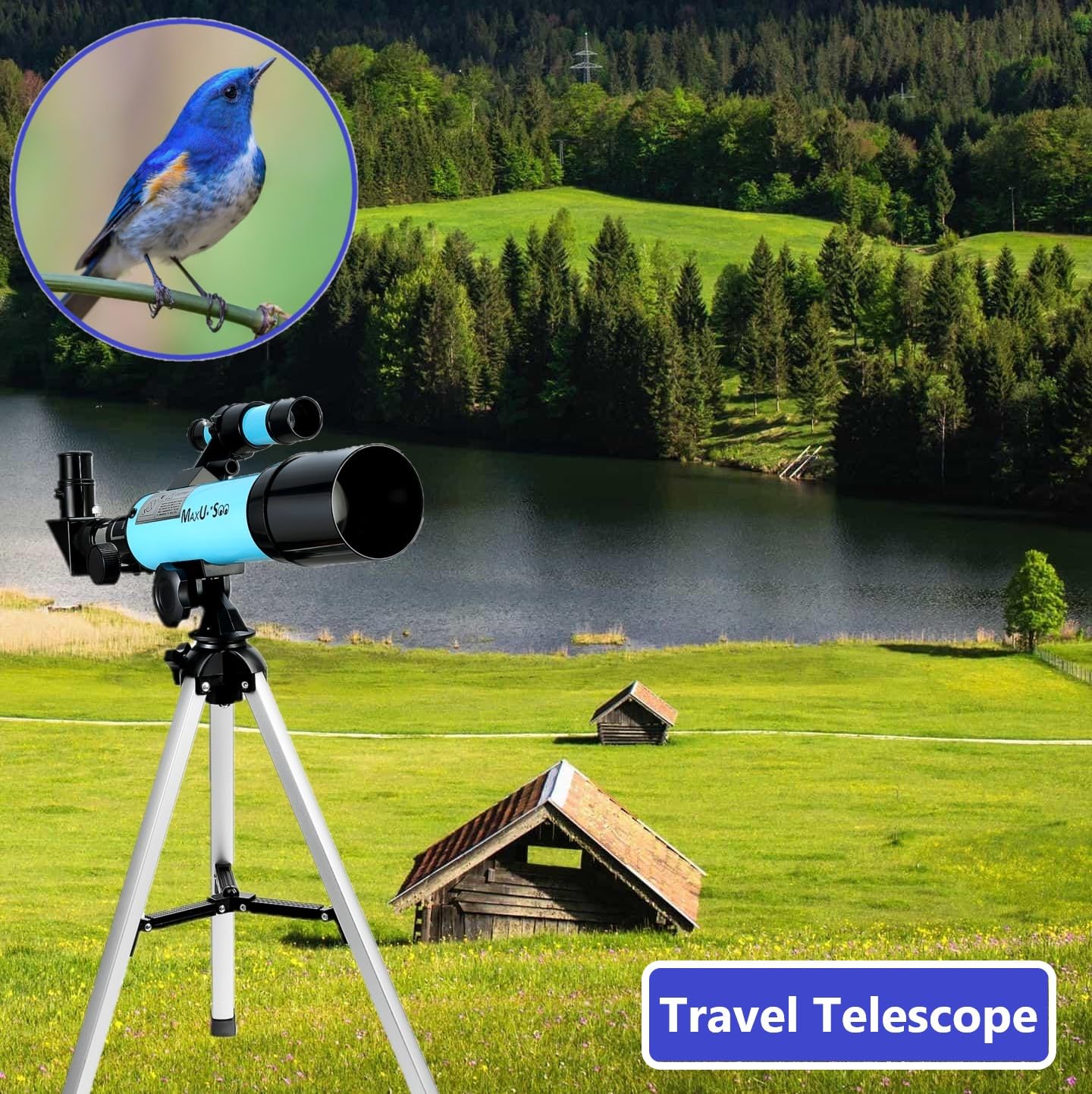 70mm Telescope for Kids & Astronomy Beginners, Refractor Telescope with Tripod & Finder Scope, Portable Telescope with 4 Magnification eyepieces & Phone Adapter Blue