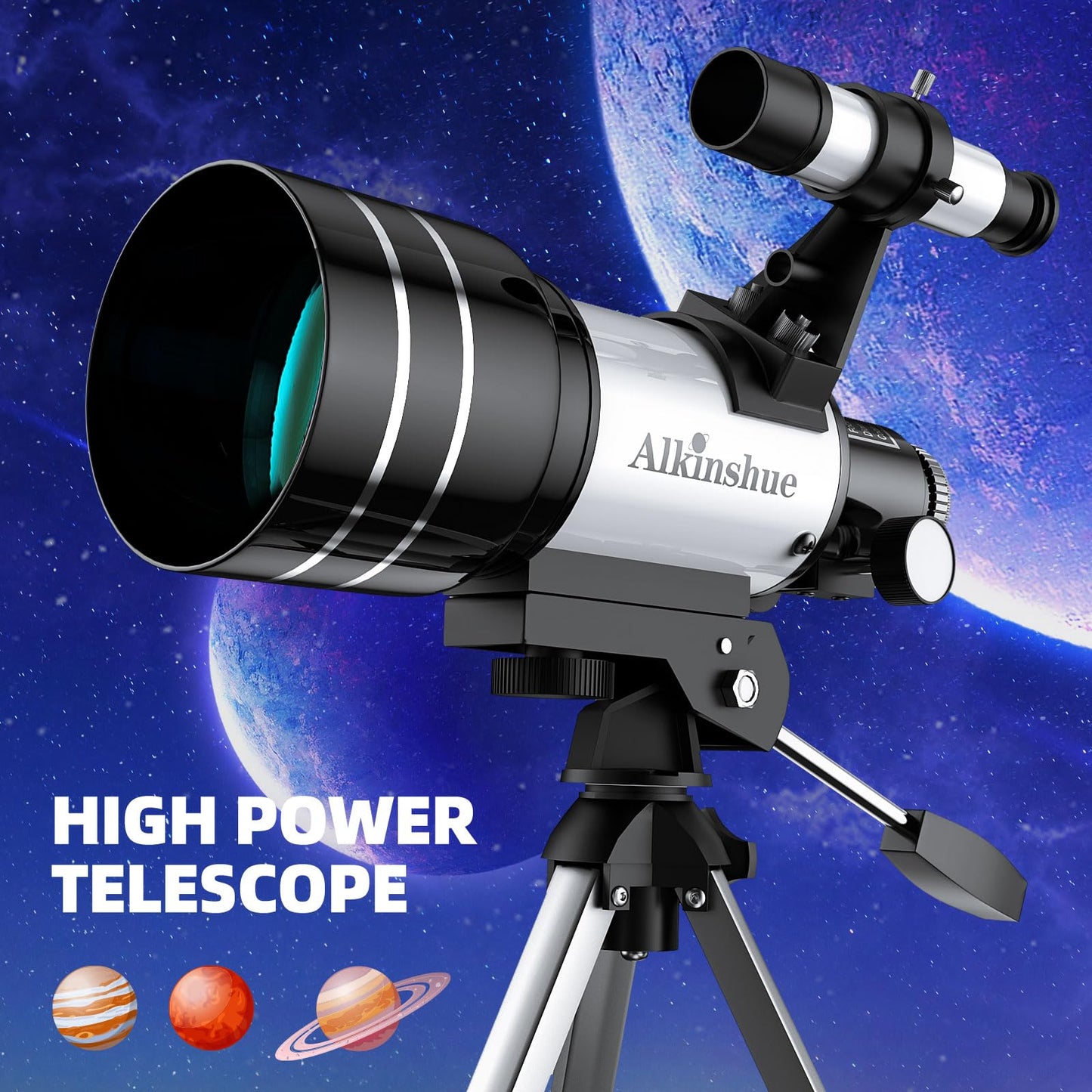 Telescope for Adults Beginners, 70mm Aperture 400mm Aperture Refractor Telescopes for Astronomy Beginners, Portable Travel Telescope Astronomy Gifts