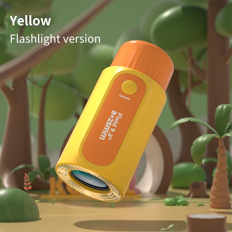 Bestrip 2 in 1 Real Mini Kids Monocular Telescope with LED Flashlights Rechargeable, 8X Zoom, BAK-4 Prism, Outdoor Toys Gifts for Kids Adults Pink