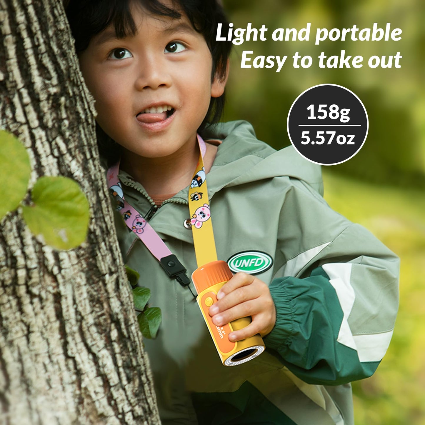 Bestrip 2 in 1 Real Mini Kids Monocular Telescope with LED Flashlights Rechargeable, 8X Zoom, BAK-4 Prism, Outdoor Toys Gifts for Kids Adults Pink
