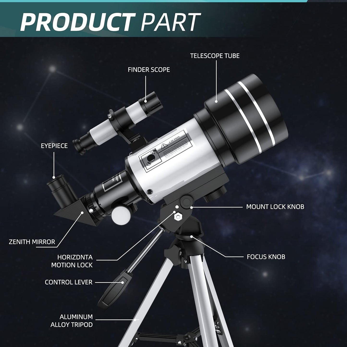 Telescope for Adults Beginners, 70mm Aperture 400mm Aperture Refractor Telescopes for Astronomy Beginners, Portable Travel Telescope Astronomy Gifts