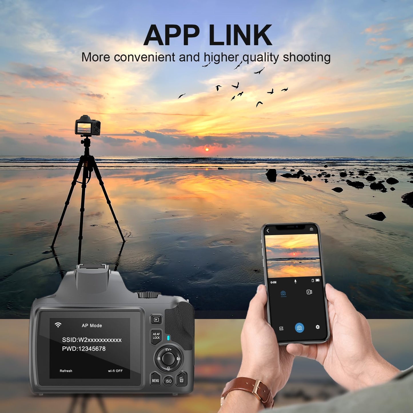 4K Digital Camera with 40X Zoom，64MP DSLR Camera for Photography Beginners，Autofocus 1080P HD Vlogging Camera with EIS，32GB SD Card，2 Batteries (2501)