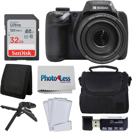 Kodak PIXPRO AZ528 Digital Camera (Black) Bundle with 32GB Memory Card + Camera Case + Memory Card Wallet + Screen Protectors + Accessories