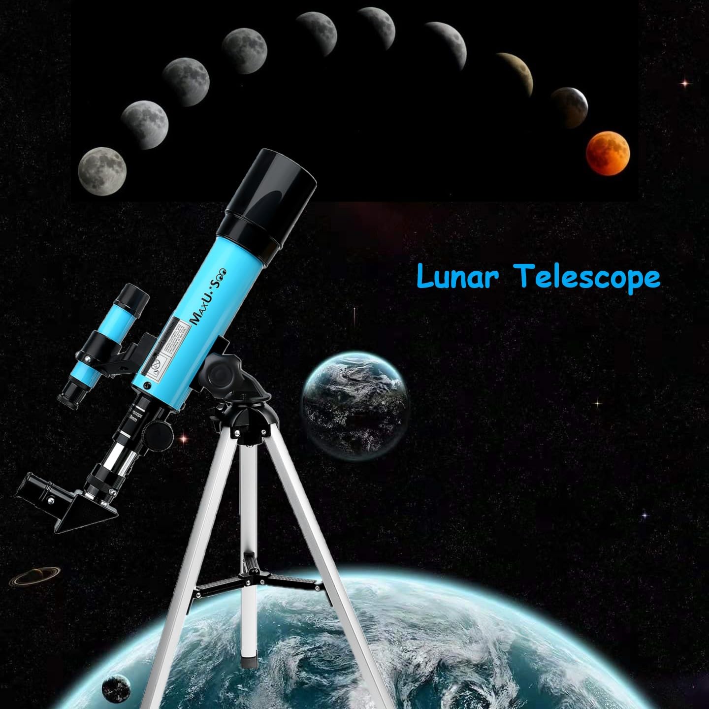 70mm Telescope for Kids & Astronomy Beginners, Refractor Telescope with Tripod & Finder Scope, Portable Telescope with 4 Magnification eyepieces & Phone Adapter Blue