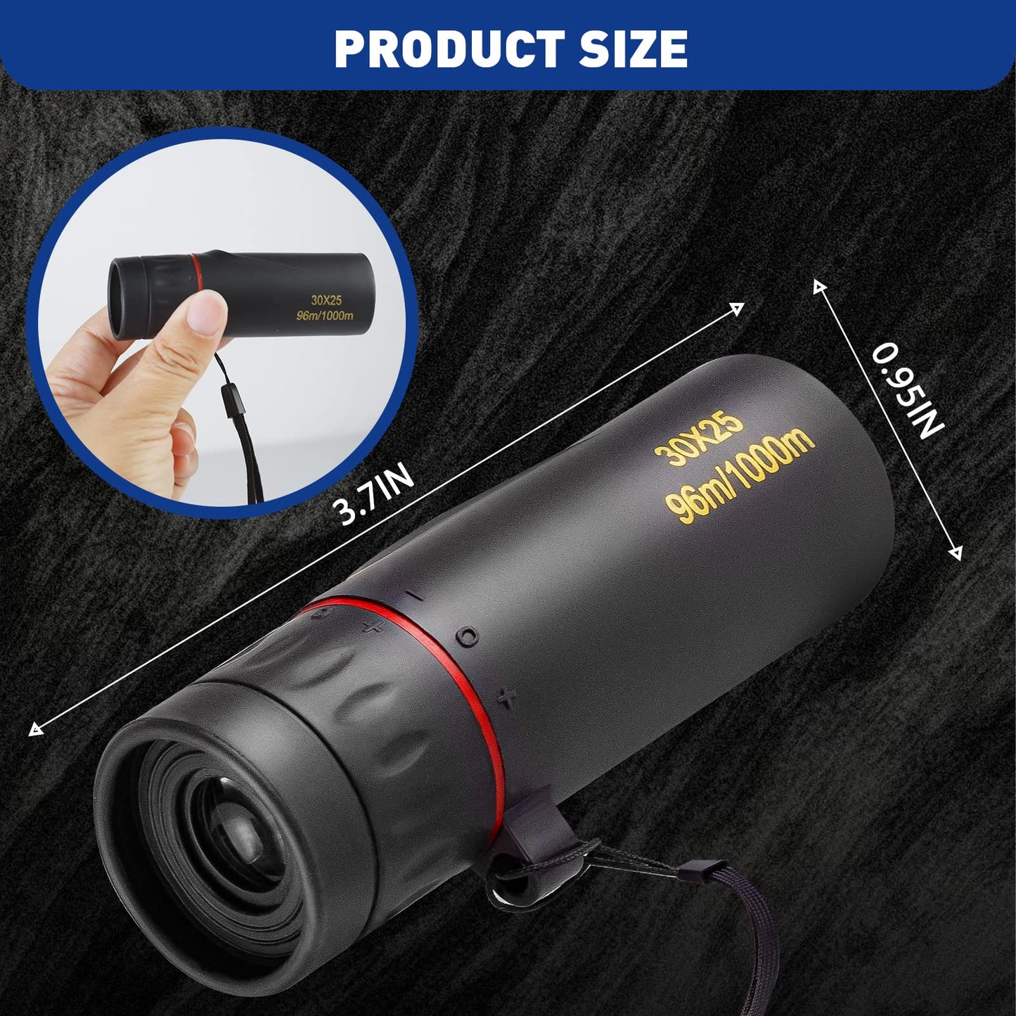 Monocular Telescope, Upgrade 30 x 25 HD Monoculars for Adults High Powered, Be Used for Stargazing, Hunting, Black