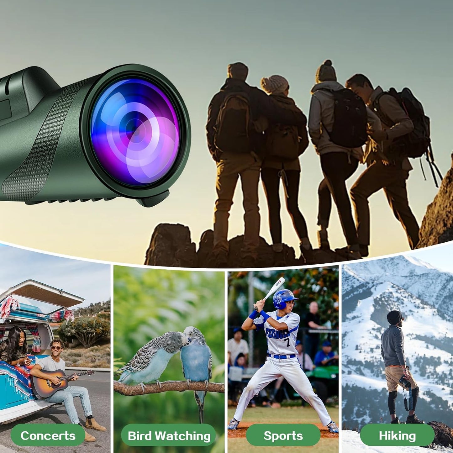 Monocular Telescope, 80x100 HD Monoculars for Adults with Smartphone Tripod, High Power Monocular with BAK4 Prism for Super Bowl, Bird Watching, Hunting, Concert, Travelling