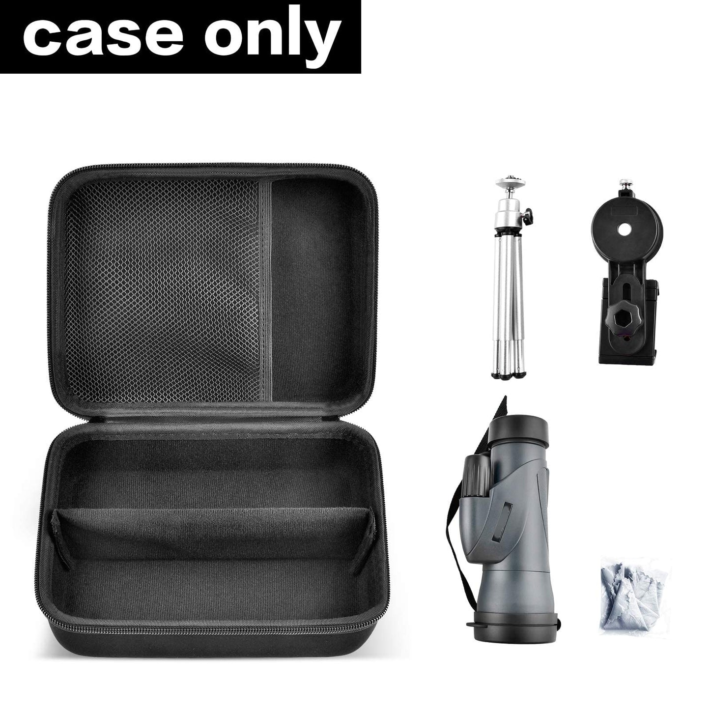 Monocular Telescope Case Compatible with Gosky 12x55/ for Eullsi/for PhysioPhyx 80x100/ for Pankoo 12x50/ for Titan 12x55 High Definition Monocular Telescope and Smartphone Holder & Tripod-Grey